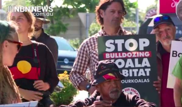 Jonathan Cassell at a peaceful protest in Coffs Harbour over logging